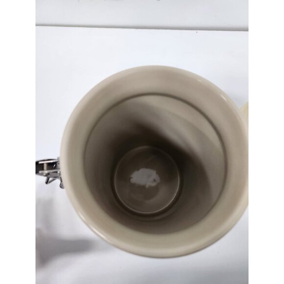 Vintage Thunder Mountain Ceramic Snowman Clamp Canister Kitchen Storage Jar - Picture 9 of 13